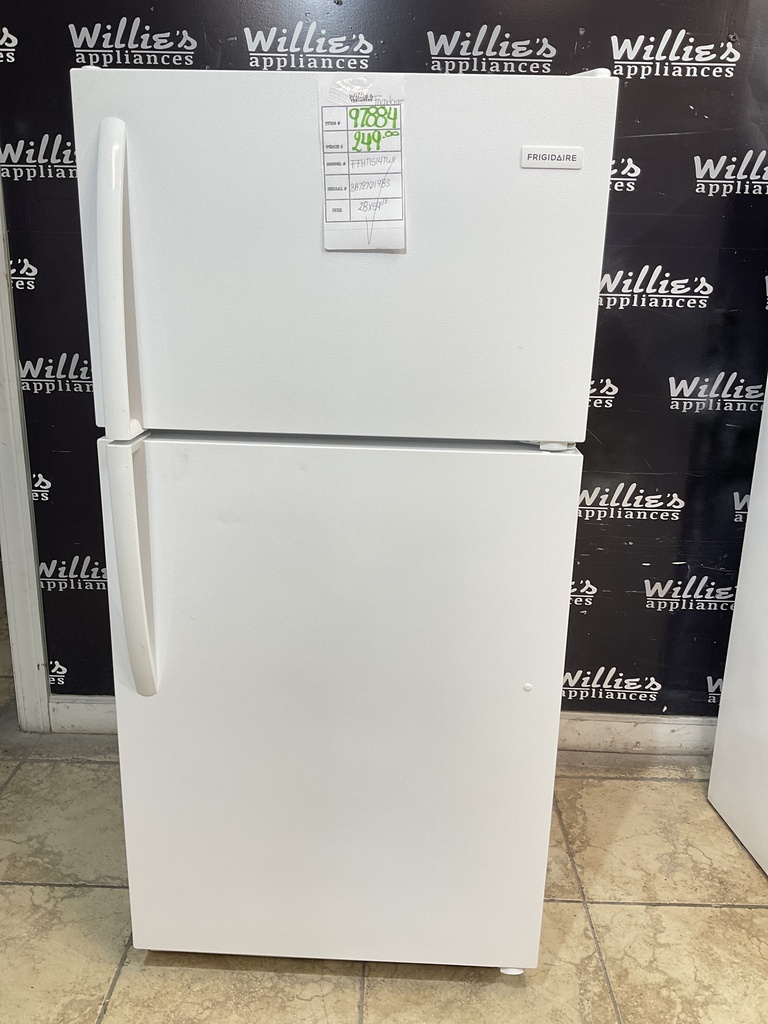Frigidaire Used Refrigerator Top and Bottom 28x59 1/2” (White