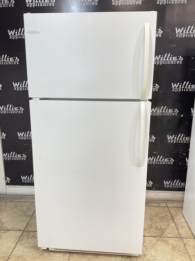 [97905] Frigidaire Used Refrigerator Top and Bottom 30x65 1/2” (White) 
