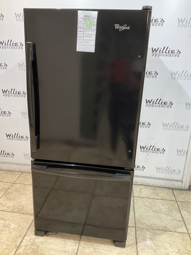 [97931] Whirlpool Used Refrigerator Top and Bottom Mount 30x65 1/2” (Black) 