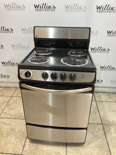[97942] Ge Used Electric Stove 220volts (40/50 AMP) 24inches {no cord} (Stainless steel) 