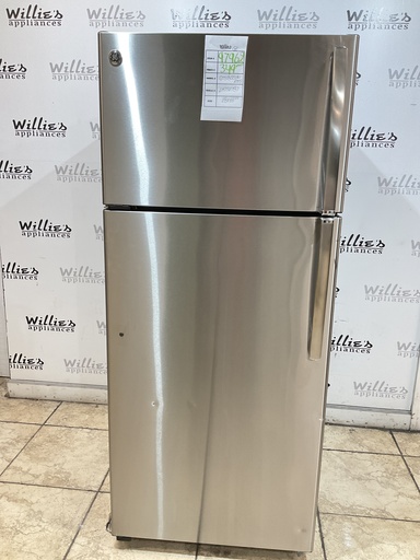 [97962] Ge Used Refrigerator Top and Bottom 28x66 1/2” (Stainless Steel) 