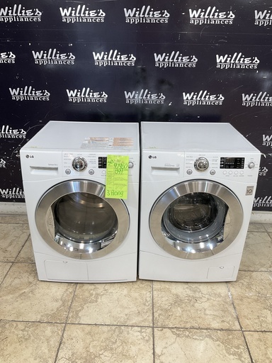 [97960] Lg Used Electric Set Washer/Dryer 220volts (30 AMP) 23 1/2” {3 prong} (White) 