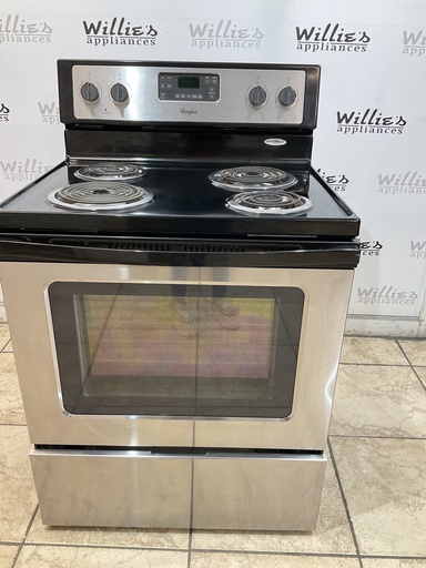 [97984] Whirlpool Used Electric Stove 220volts (40/50 AMP) 30inches {no cord} (Stainless Steel) 