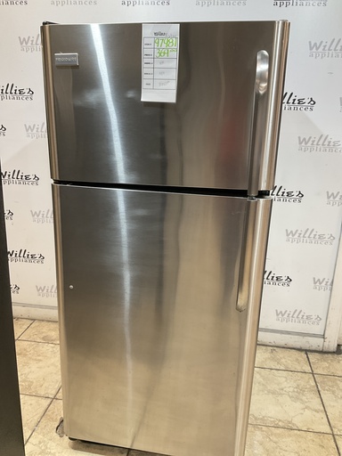 [97981] Frigidaire Used Refrigerator Top and Bottom 30x65 1/2” (Stainless Steel) 