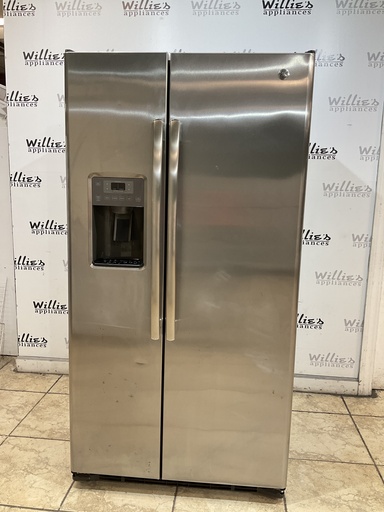 [98021] Ge Used Refrigerator Side by Side Counter Depth 36x69 1/2” (Stainless Steel)