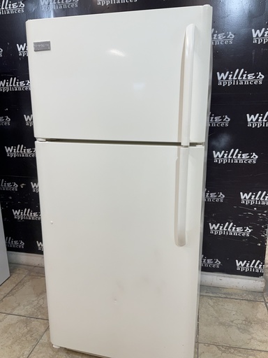 [98034] Frigidaire Used Refrigerator Top and Bottom 30x65 1/2” (Bisque) 
