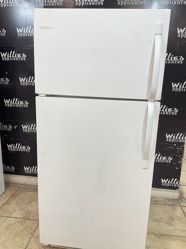 [98035] Frigidaire Used Refrigerator Top and Bottom 30x65 1/2” (White) 
