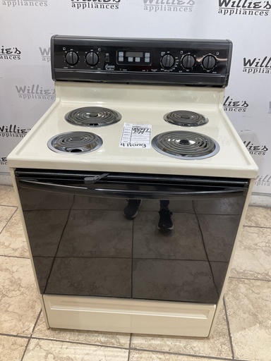 [98047] Amana Used Electric Stove 220volts (40/50 AMP) 30inches {4 prong} (Bisque/Black);