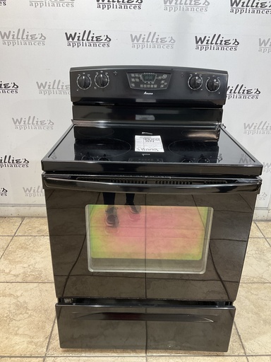 [98068] Amana Used Electric Stove 220volts (40/50 AMP) 30inches {3 prong} (Black) 