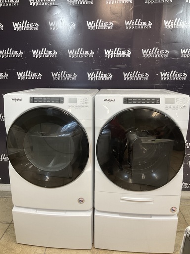[98090] Whirlpool Used Electric Set Washer/Dryer Front-load 220volts (30 AMP) 27inches {no cord} (White) 