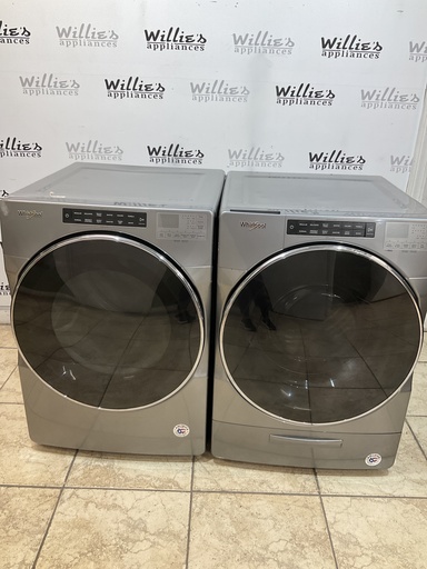 [98120] Whirlpool Used Natural Gas Set Washer/Dryer Front-load 27inches (Grey)