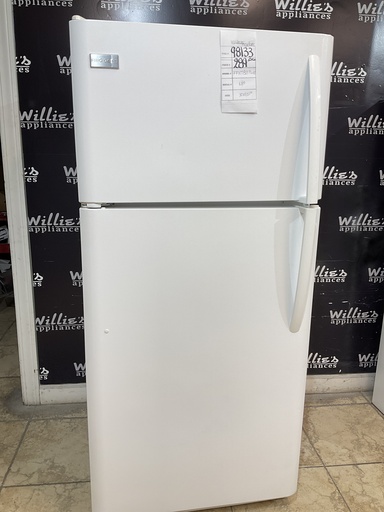 [98133] Frigidaire Used Refrigerator Top and Bottom 30x65 1/2’ (White) 