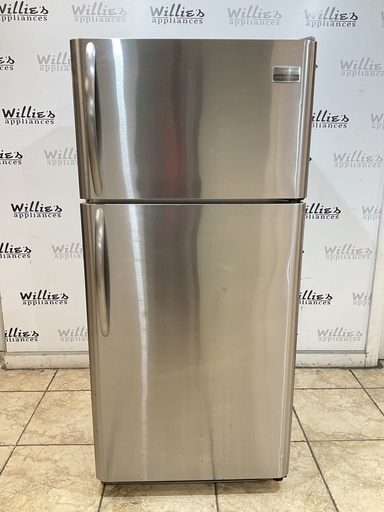 [98166] Frigidaire Used Refrigerator Top and Bottom 30x65 1/2” (Stainless Steel) 