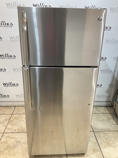 [98160] Ge Used Refrigerator Top and Bottom 28x64 (Stainless Steel) 