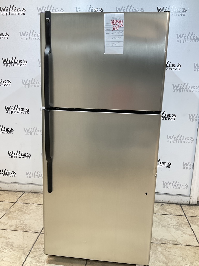 Ge Used Refrigerator Top and Bottom 30x66 1/2” (Stainless Steel) 