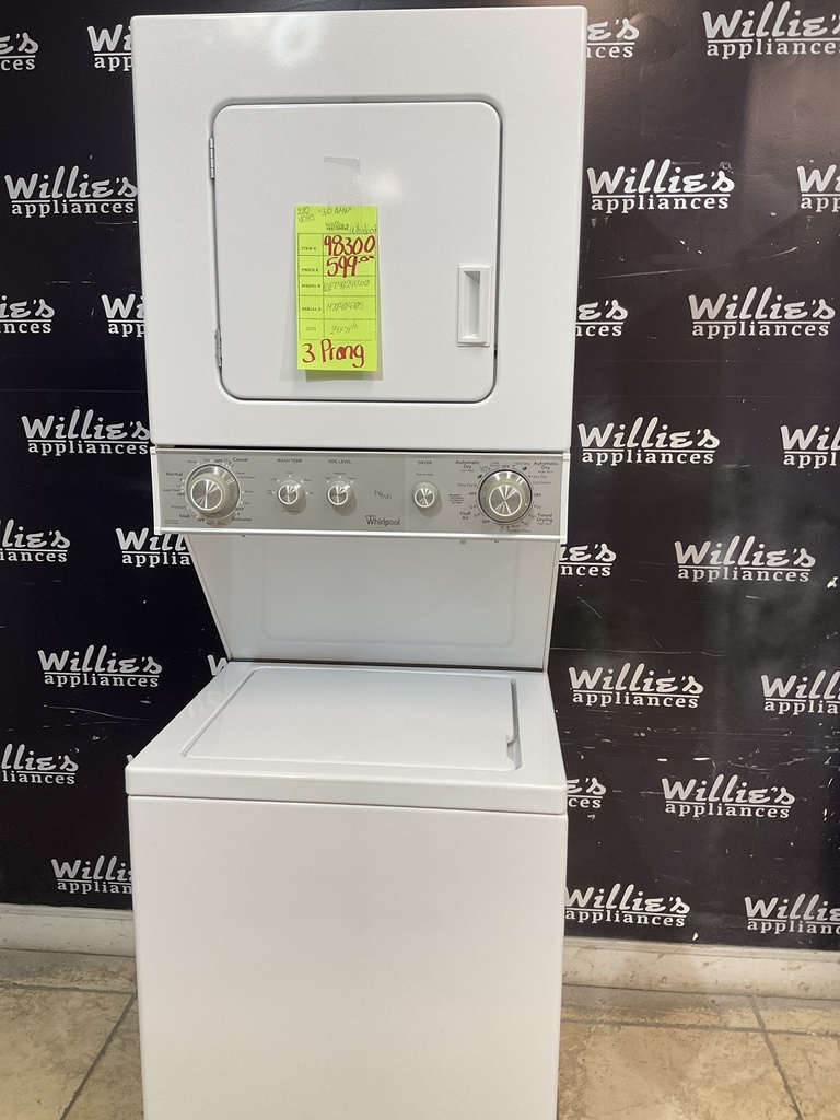 Whirlpool Used Electric Unit Stackable 220volts (30 AMP) 24x71 1/2” {3 prong}  (White) 