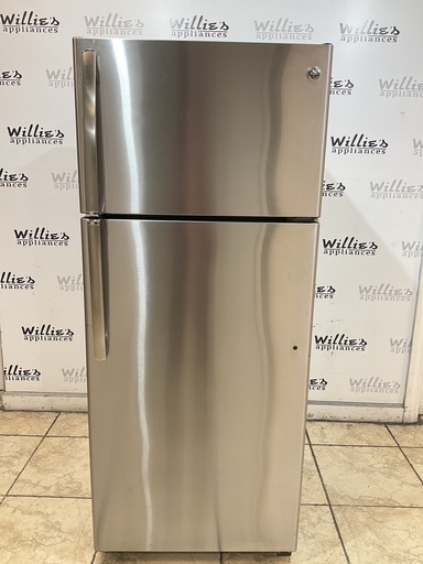 [98382] Ge Used Refrigerator Top and Bottom 28x66 1/2” (Stainless Steel) 