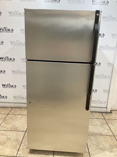 [98396] Ge Used Refrigerator Top and Bottom 28x64 1/2” (Stainless Steel)