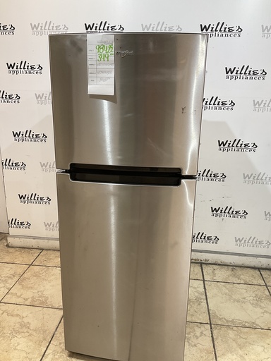 [98422] Whirlpool Used Refrigerator Top and Bottom 24x61 1/2” (Stainless Steel) 