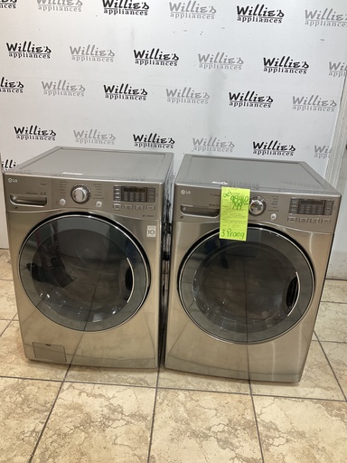 [98410] Lg Used Electric Set Washer/Dryer 220volts (30 AMP) 27/27inches {3 prong} (Grey) 