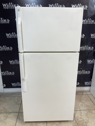 [98446] Ge Used Refrigerator Top and Bottom 28x61 1/2” (Bisque) 