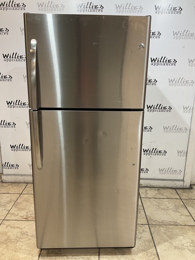 [98455] Ge Used Refrigerator Top and Bottom 30x66 1/2” (Stainless Steel) 