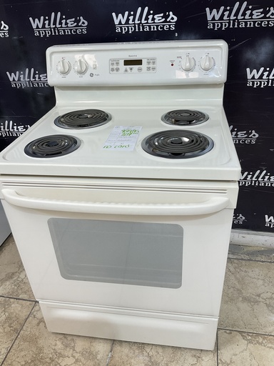 [98485] Ge Used Electric Stove 220volts (40/50 AMP) 30inches {no cord} (Bisque) 