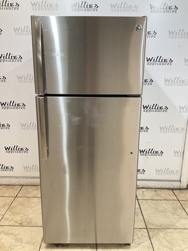 [98481] Ge Used Refrigerator Top and Bottom 28x66 1/2” (Stainless Steel) 