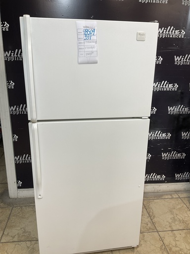 [98509] Whirlpool Used Refrigerator Top and Bottom 30x65 1/2” (white) 