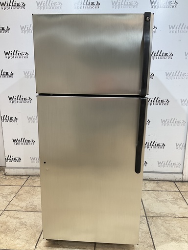 [98524] Ge Used Refrigerator Top and Bottom 28x64 1/2” (Stainless Steel) 