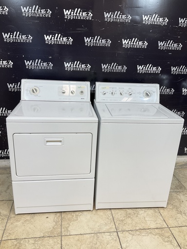 [98554] Kenmore Used Electric Set  Washer/Dryer 220volts (30 AMP) 27inches {3 prong} (White) 