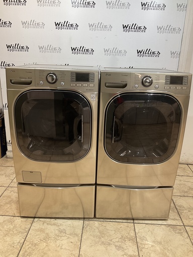 [98590] Lg Used Electric Set Washer/Dryer Front-load 27inches (Hathaway Gold) 