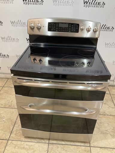 [98592] Ge Used Electric Stove Double Oven 220volts (40/50 AMP) 30inches {no cord} (Stainless steel) 
