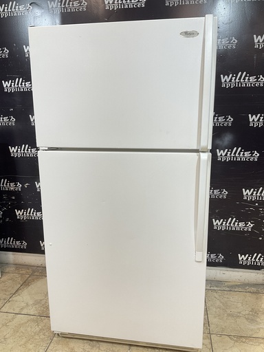 [98596] Whirlpool Used Refrigerator Top and Bottom 33x65 1/2” (White) 