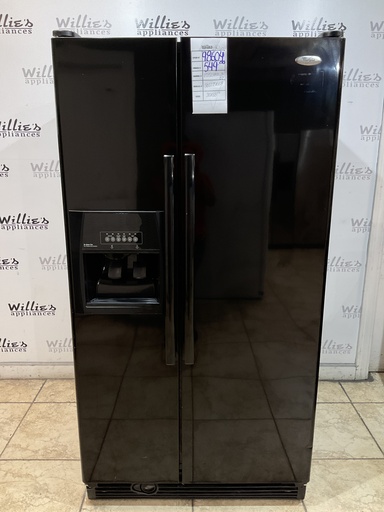 [98604] Whirlpool Used Refrigerator Side By Side 36x68 1/2” (Black) 