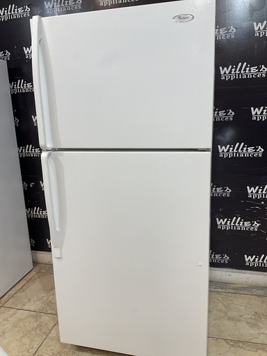 [98692] Whirlpool Used Refrigerator Top and Bottom 30x65 1/2” (White) 