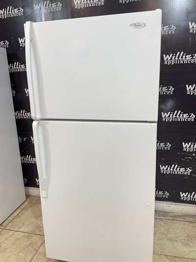 [98693] Whirlpool Used Refrigerator Top and Bottom 30x65 1/2” (White) 