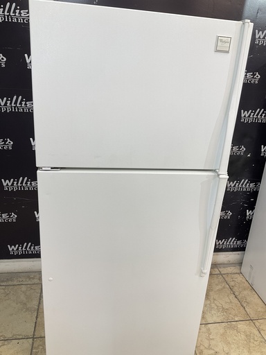 [98669] Whirlpool Used Refrigerator Top and Bottom 30x65 1/2” (White) 