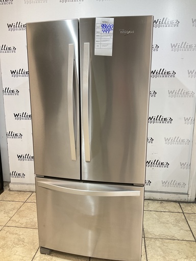 [98680] Whirlpool Used Refrigerator French Door 33x69 1/2” (Stainless Steel) 