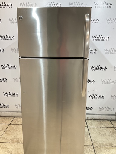 [98682] Ge Used Refrigerator Top and Bottom 28x67 1/2” (Stainless Steel) 