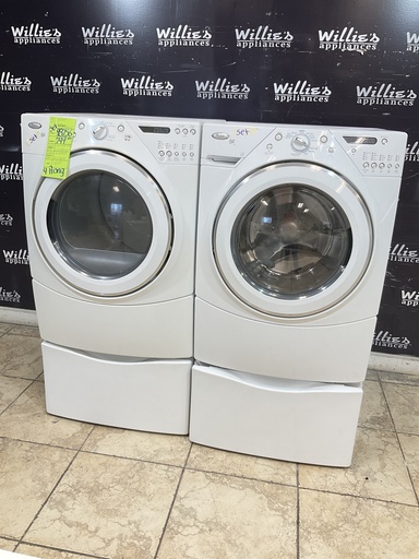 [98756] Whirlpool Used Electric Set Washer/Dryer Front-load 27/27inches {4 prong} (White) 