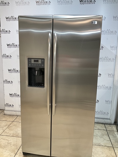 [98781] Ge Used Refrigerator Side by Side 36x69 1/2” (Stainless Steel) 