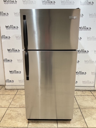 [98801] Frigidaire Used Refrigerator Top and Bottom 28x64 1/2” (Stainless Steel) 