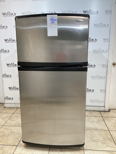 [98800] Whirlpool Used Refrigerator Top and Bottom 33x66 1/2’ (Stainless Steel) 