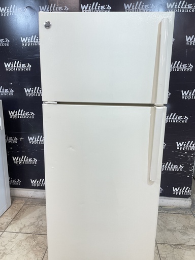 [98812] Ge Used Refrigerator Top and Bottom 28x66 1/2” (Bisque) 