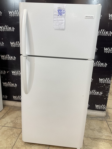 [98835] Frigidaire Used Refrigerator Top and Bottom 30x65 1/2” (White) 