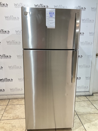 [98834] Ge Used Refrigerator Top and Bottom 28x66 1/2” (Stainless Steel) 