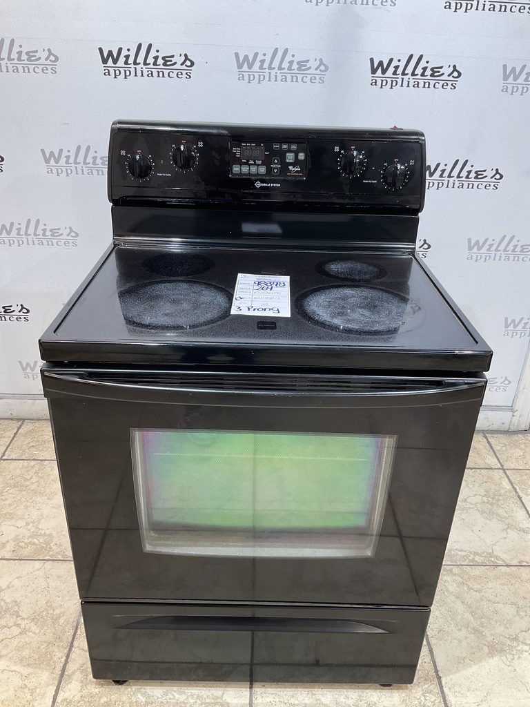 Whirlpool Used Electric Stove 220volts (40/50AMP) 30inches {3 prong} (Black) 
