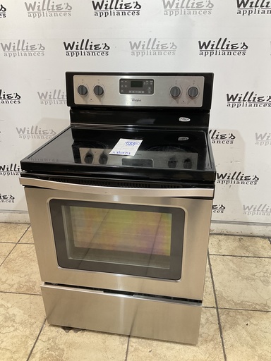 [98865] Whirlpool Used Electric Stove 220volts (40/50 AMP) 30inches {3 prong} (Stainless Steel) 