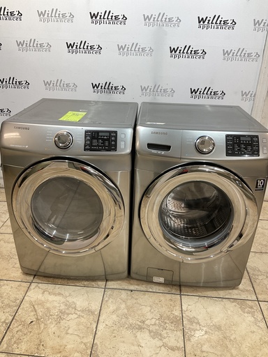 [98875] Samsung Used Electric Set Washer/Dryer Front-load 27inches {3 prong} (Grey) 
